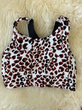 Varley Leopard-Print Crop Sports Bra